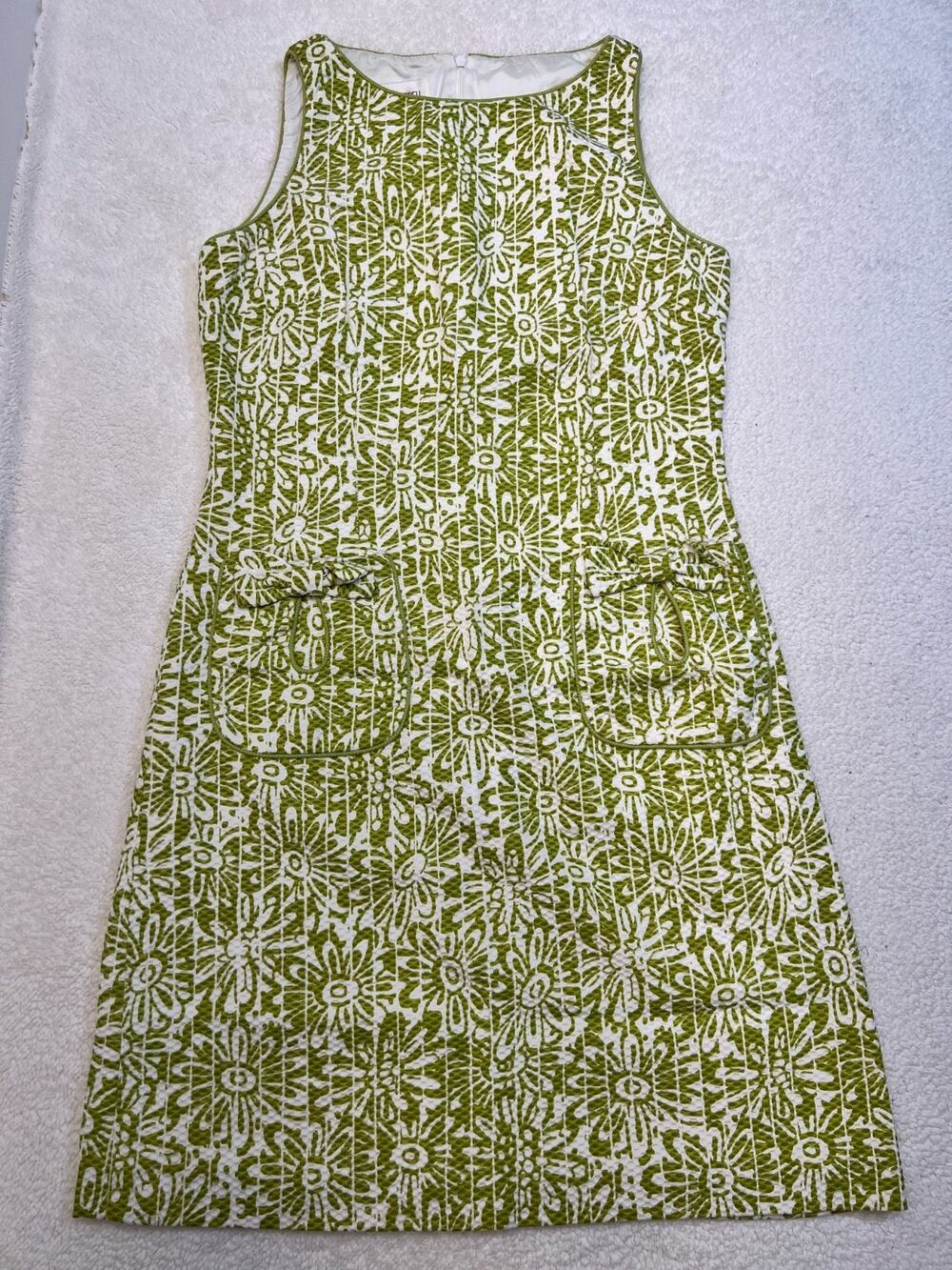 Sara Campbell Woman Dress Sheath Floral Print Bow Pockets Sleeveless , Sz 10